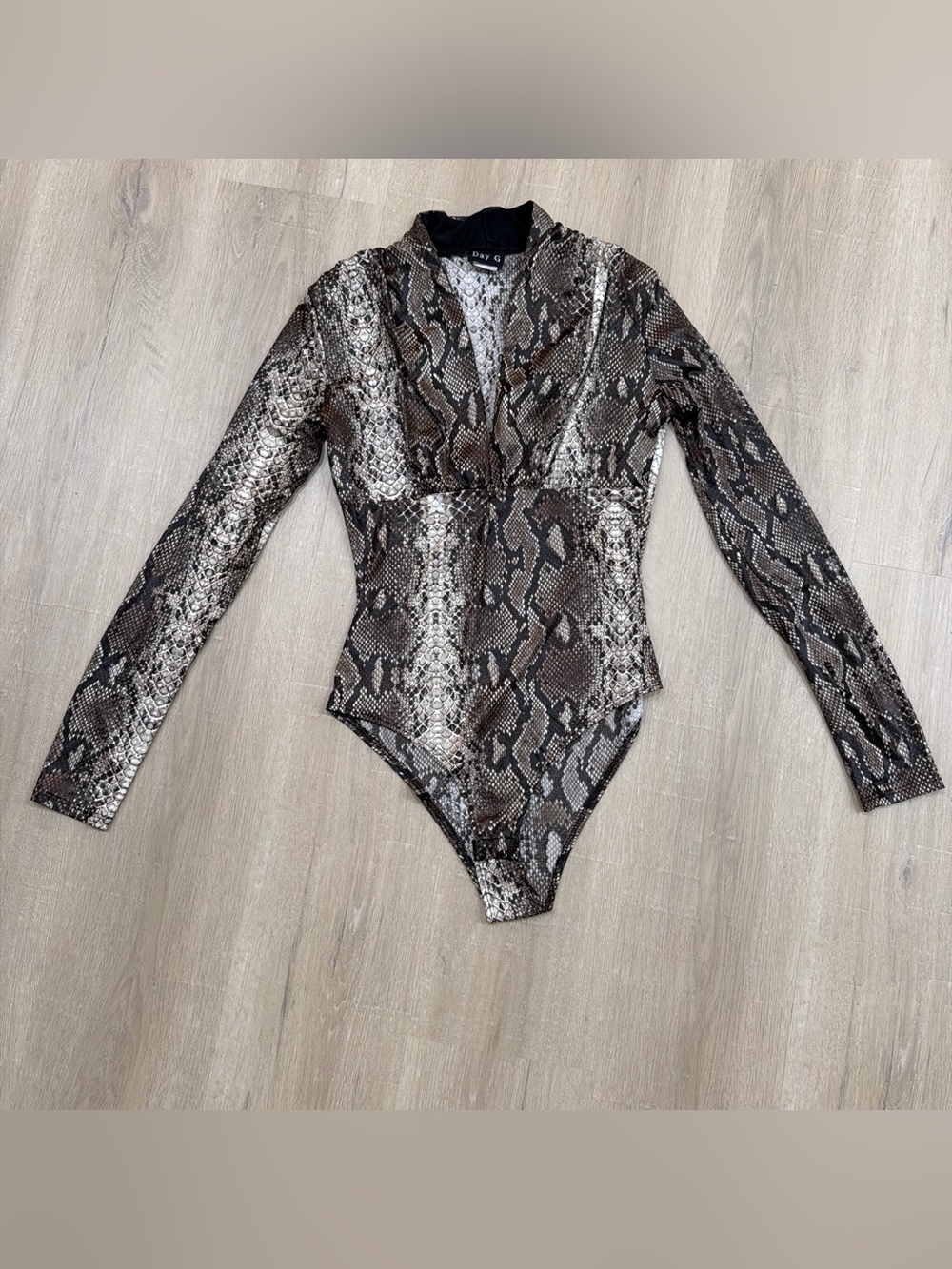 Snake Print Long Sleeve Bodysuit
